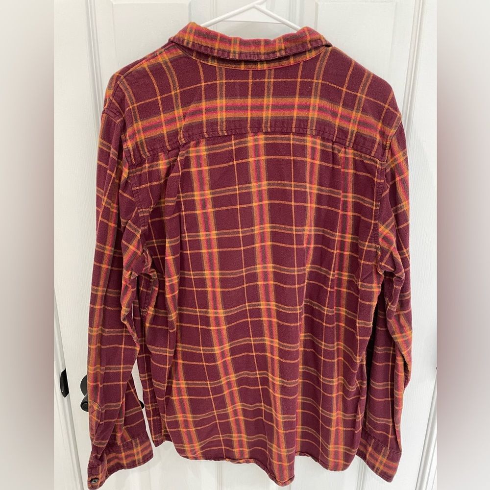 Quicksilver Red Brown Orange Flannel Button Down … - image 4